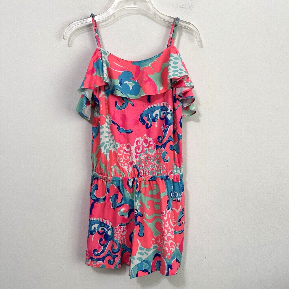 Lilly Pulitzer Klea Off Shoulder Romper Coral Im So Jelly XS Party Summer Shorts